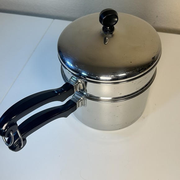 VTG Farberware 2-1/2 Qt Aluminum Clad Stainless Steel Double Boiler With Lid USA - Picture 1 of 6